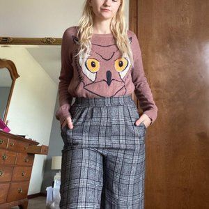 K-fashion Wide Leg Plaid Pants